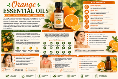 Brand: Beauty of Cleopatra for natural oils

Country of Origin: Egypt

Botanical Name: Citrus sinensis.

Family Name: Rutaceae.

INCI: Citrus Aurantium Dulcis Peel Oil.

Synonyms: Orange Oil, زيت البرتقال, sweet orange oil, апельсиновое масло, Олія апельсина, huile d’orange, Olio d’arancia, 橙油.

Parts Used: Orange peels.

Extraction Method: Cold pressed.